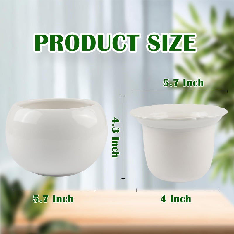 BUYMAX African Violet Pots  6 inch Ceramic Easy Self Watering Plant Pot for Busy Plant Lovers  Automatically Absorb Appropriate Amount of Water  Flower Pot Indoor-Plants Not Included - Image 4